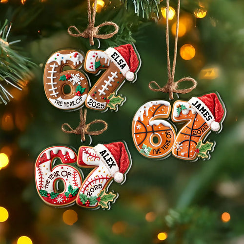 Custom Basketball Six Seven Ornament, Funny 6 7 Christmas Ornament, Sport Ornament, Kids Ornament, Basketball Gift, Gen Alpha Humor Ornament COBILUMIE44