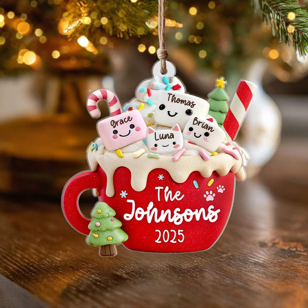 Custom Marshmallows Family Ornament, Custom Family With Pet Christmas Ornament, Family Christmas Gift, Holiday Keepsake, Christmas Decor. COBILUMIE30