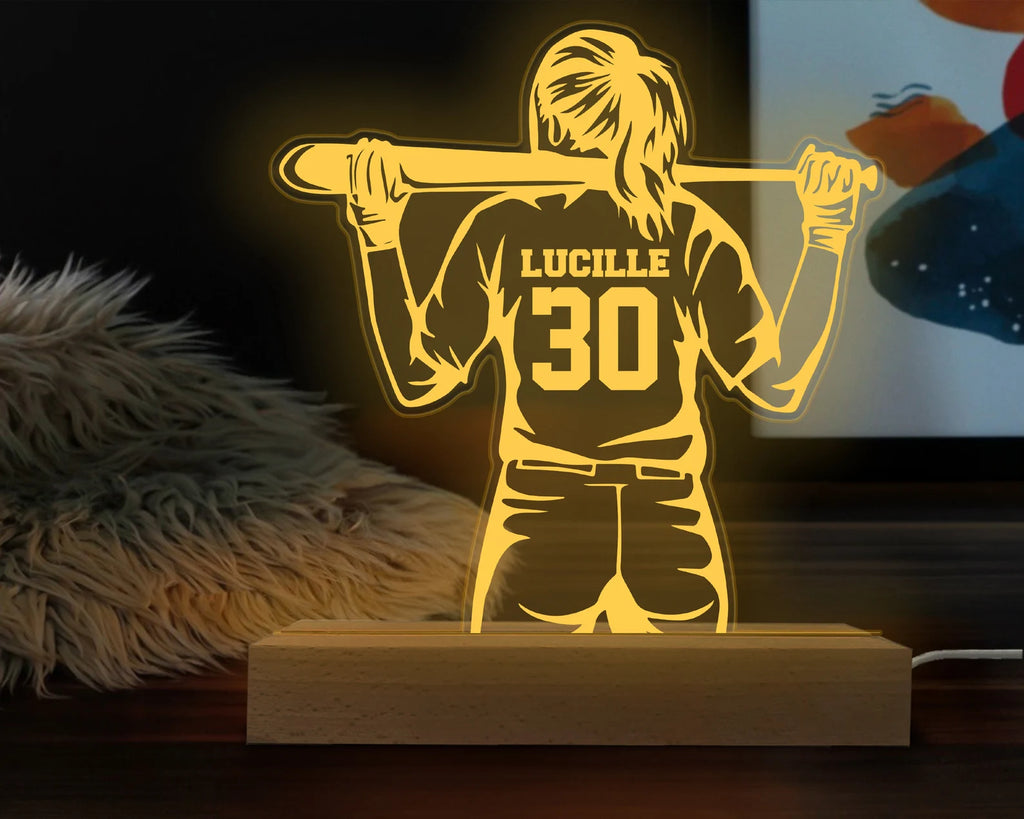Personalized Softball Night Light, Custom Kids Names And Numbers, Softball Player Gift, Softball Girl Gift, Softball Coach Gift. NLFRBILUMIE8