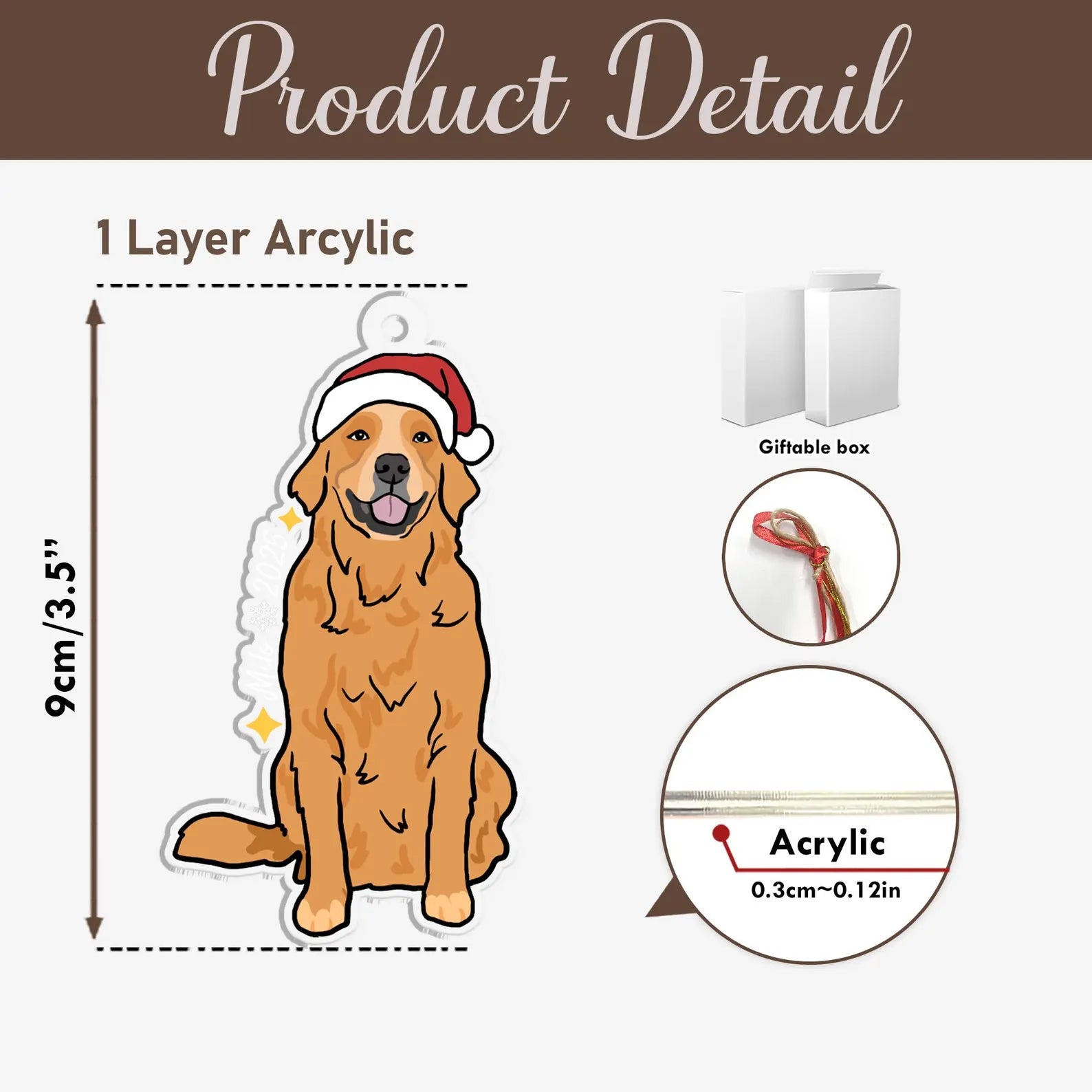 Custom Pet Portrait From Photo Ornament, Custom Pet Christmas Ornament, Dog Lover Gift, Pet's First Christmas Gift, Christmas Decor. COBILUMIE39