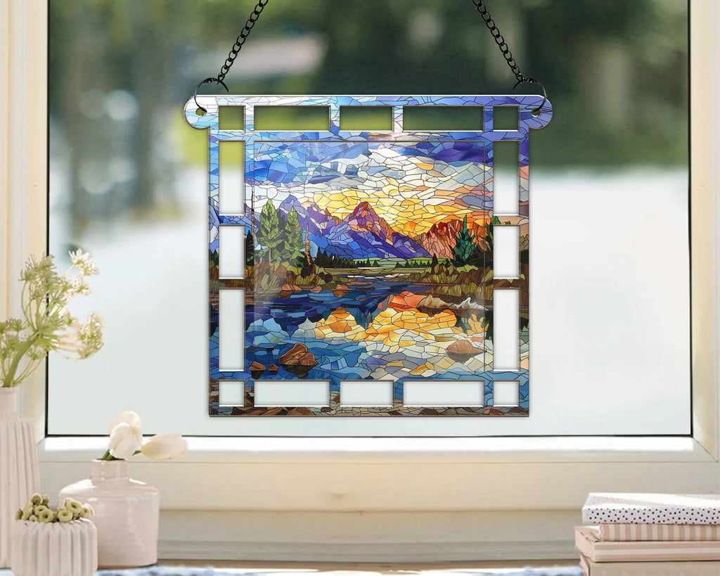 Grand Teton National Park Suncatcher, National Park Gifts, US National Parks Window Hangings Suncatcher, Traveler Gift, Housewarming Gift. SCBILUMIE14