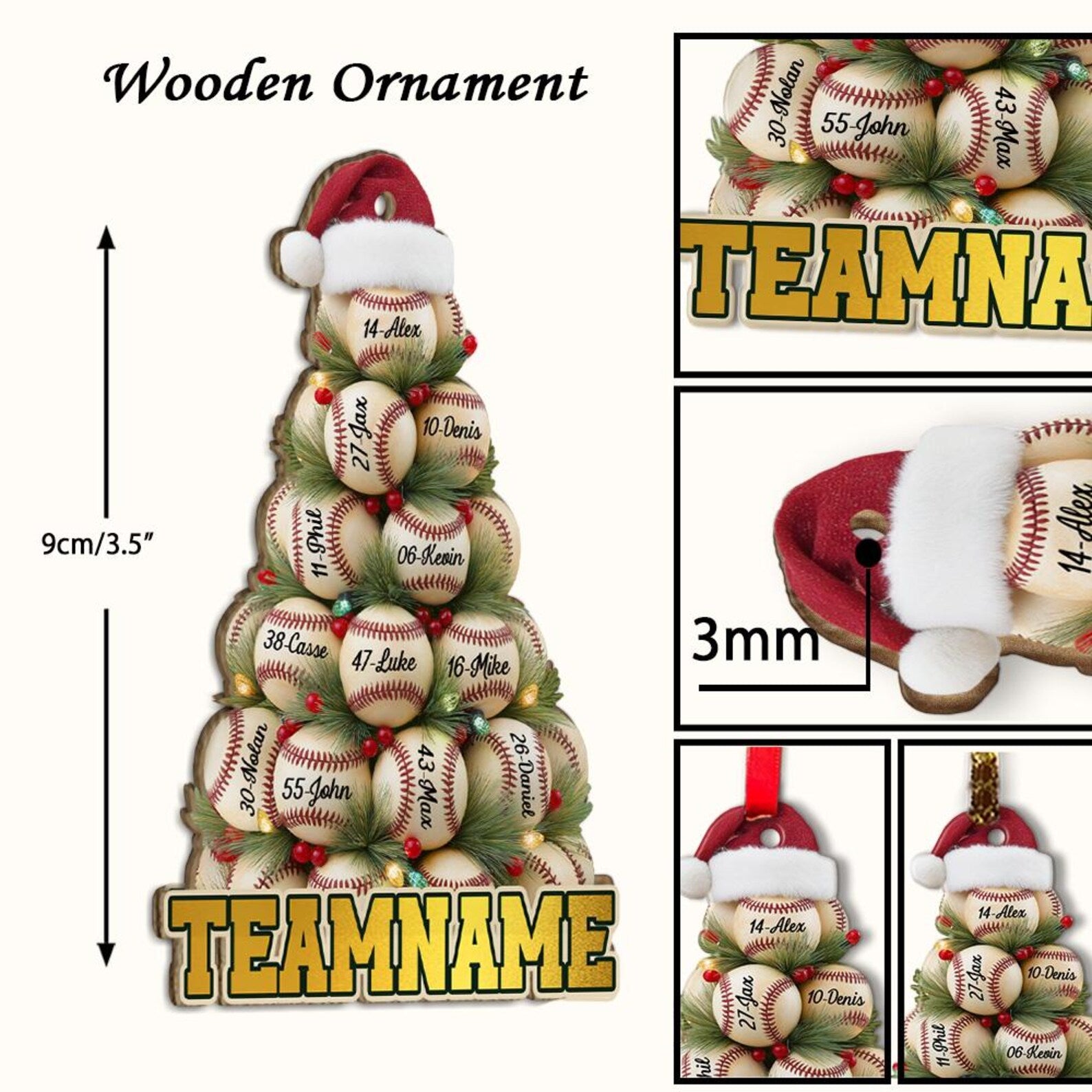 Custom Baseball Team Name Christmas Ornament, Custom Baseball Player Gift, Baseball Team Gift, Baseball Coach Gift, Sport Ornament. COBILUMIE81