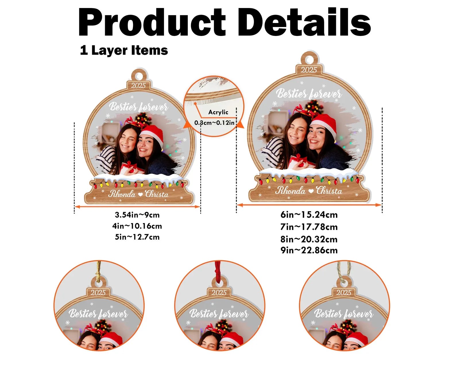 Personalized Bestie Christmas Ornament, Best Friend Photo Ornament, Friendship Ornament, Gift For Friends, Besties Gifts, Christmas Decor. COBILUMIE65