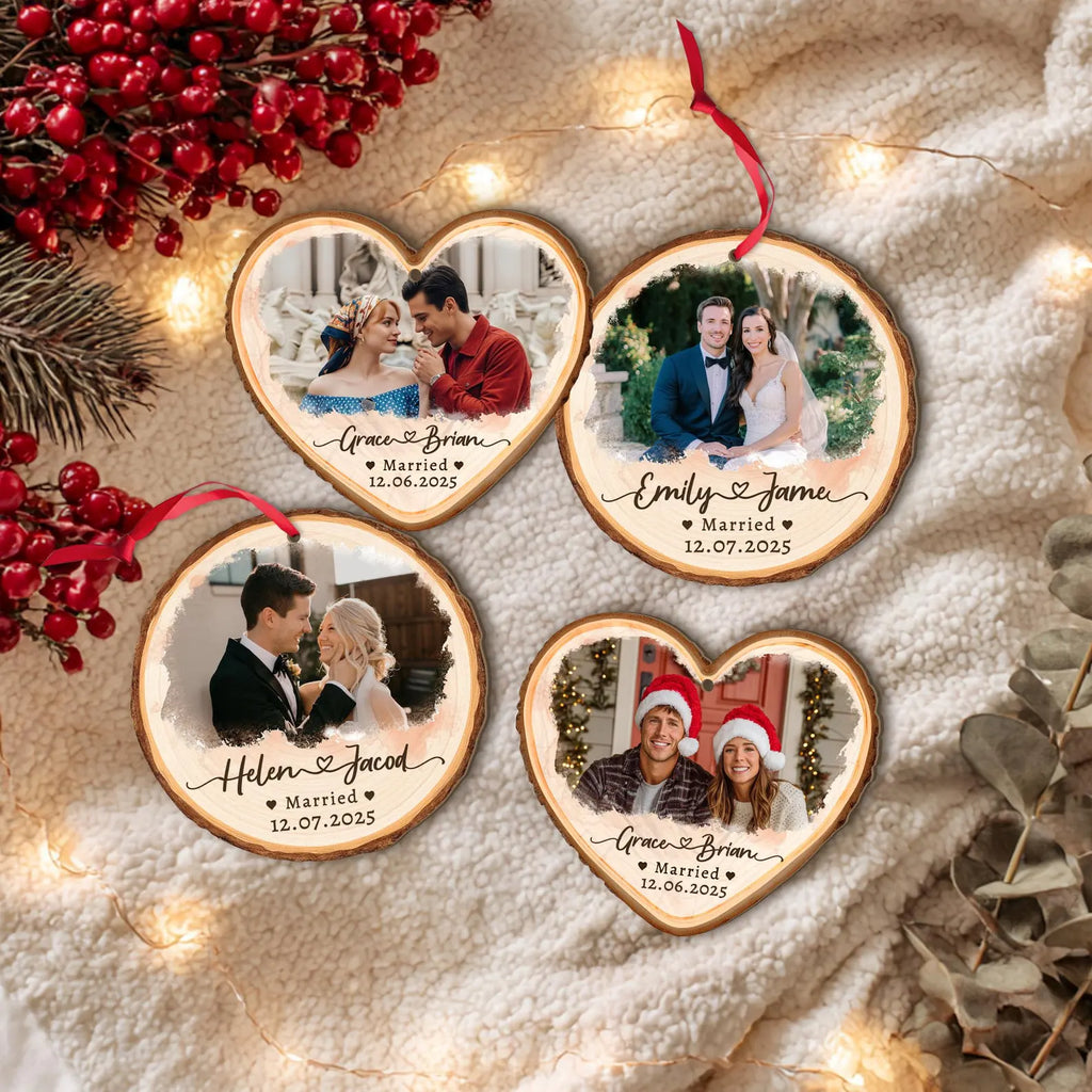 Personalized Couple Photo Ornament, Custom Wedding Ornament, Married Ornament, Engagement Gift, Anniversary Couples Gift, Christmas Decor. COBILUMIE22