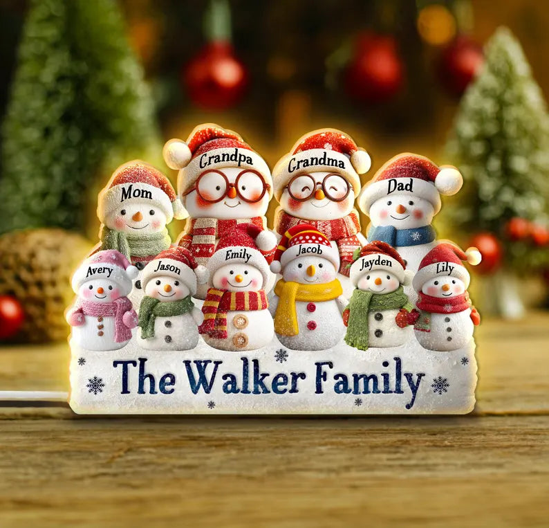Custom Grandma Snowman Light Box, Snowman Family Christmas Night Light, Gift For Grandma, Grandma Christmas Gift, Christmas Decoration NLFRBILUMIE18