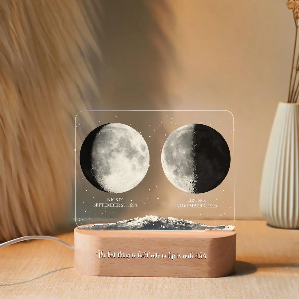 Personalized Moon Phases Couple Night Light, Custom Moon Phase, Anniversary Gift, Gift For Couple, Engagement Gifts, Married Couple Gift.NLFRBILUMIE18 NLFRBILUMIE18