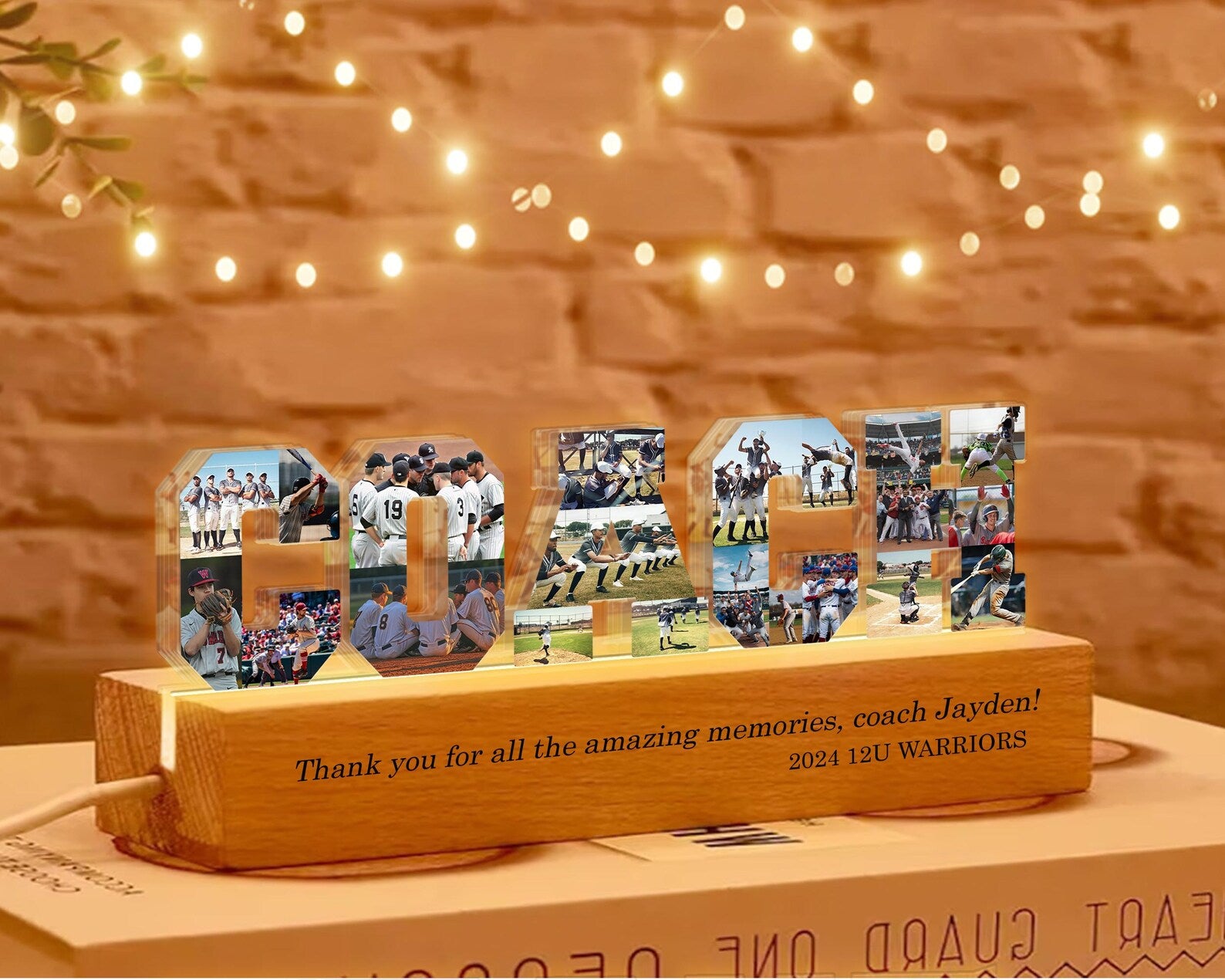 Personalized Coach Photo Collage Night Light, Custom Baseball Team Gift, Gift For Coach, Baseball Coach Gift, Football Coach Gift. NLFRBILUMIE5