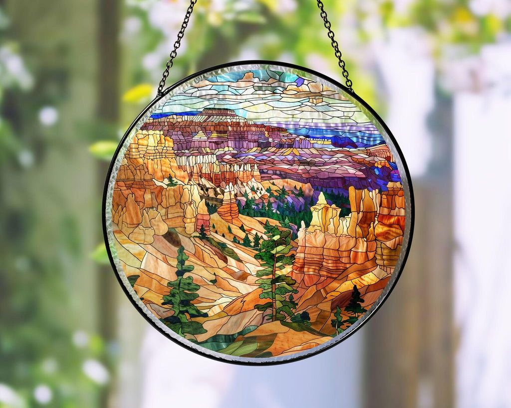 Bryce Canyon National Park Glass Suncatcher, US National Park Gift, Mountain Suncatcher, Traveler Gift, Window Hangings, Christmas Gifts. SCBILUMIE23