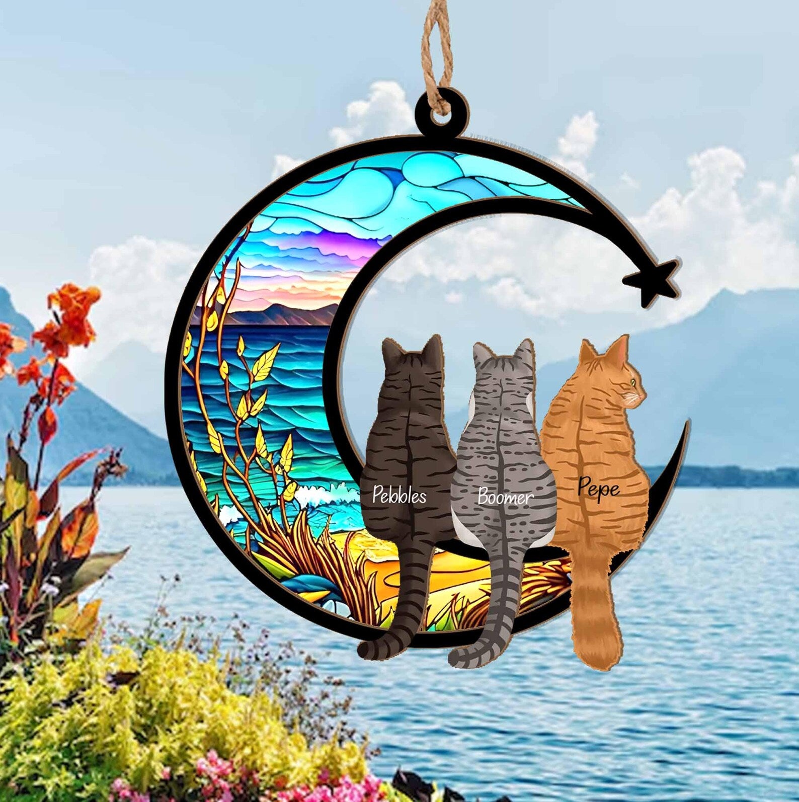 Personalized Loss Of Cats Suncatcher, Cat Memorial Suncatcher, Loss of Cats Sympathy Gift, Cat Loss Gift, Cat Remembrance Gift. SCCBILUMMIE25