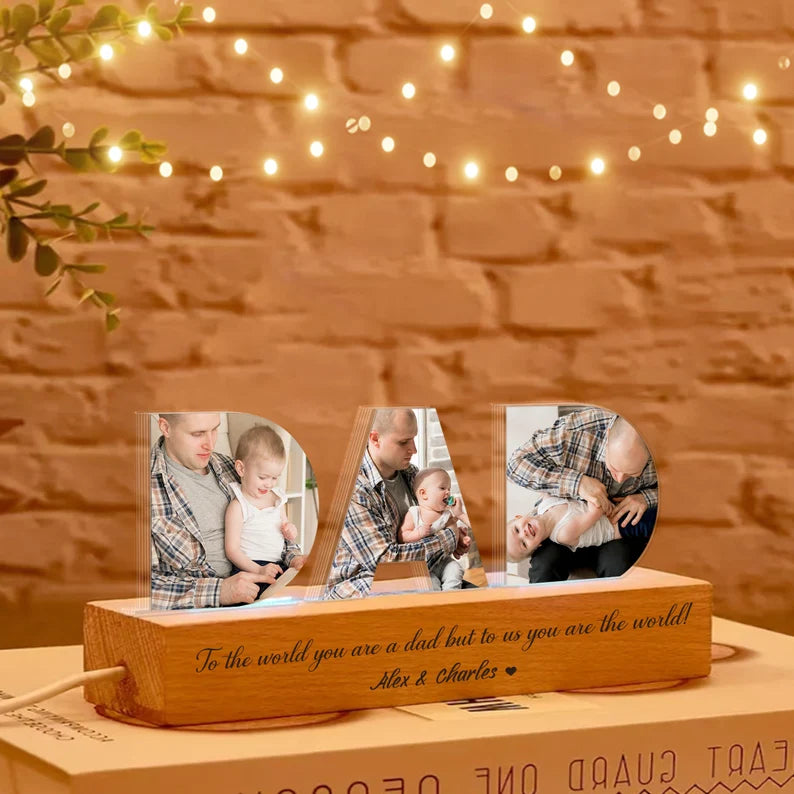 Personalized Dad Photo Collage Acrylic Night Light, Custom Dad Photo Gift, Father's Day Gift, Gift for Dad, Dad Gift From Kids. FDBILUMIE7