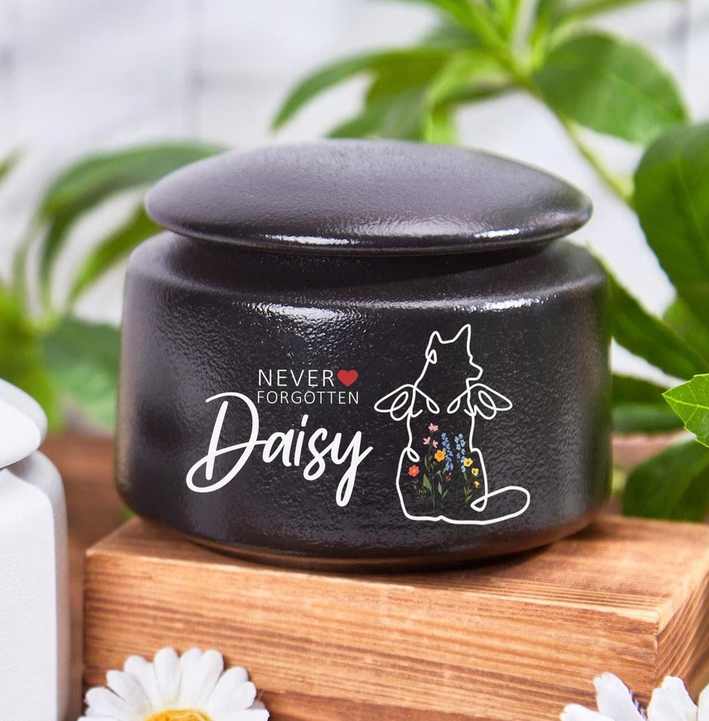 Custom Dog Floral Memorial Urn, Dog Memorial Sympathy Gift, Urn For Dog, Pet Fur Memorial Keepsake, Pet Loss Memorial Gift, Dog Mom Gift. MGBILUMIE3