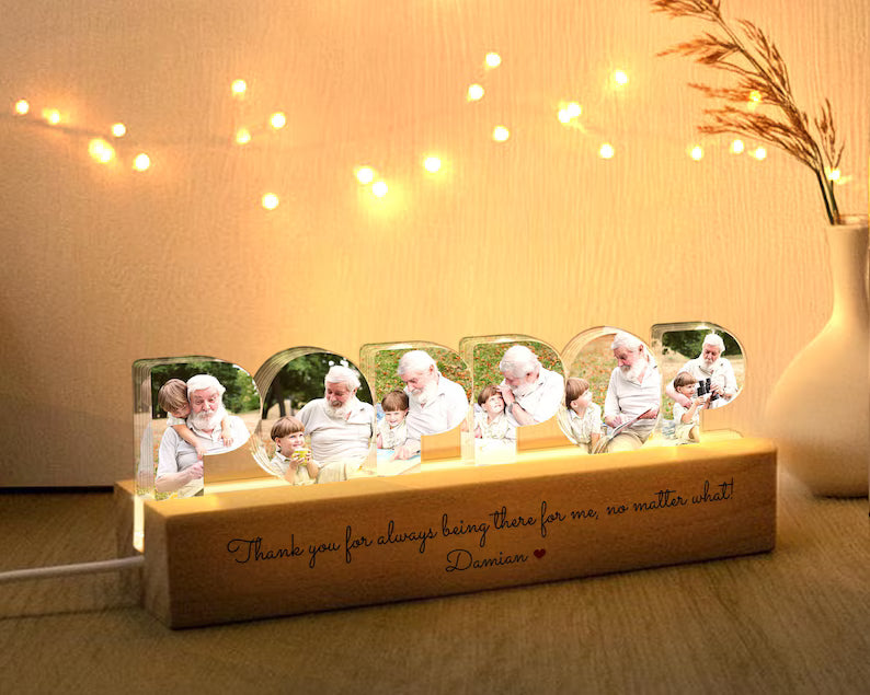 Personalized Poppop Photo Collage Light, Grandpa Night Light, Gift For Grandpa, Gift From Grandkids, Grandfather Gifts. FDBILUMIE8