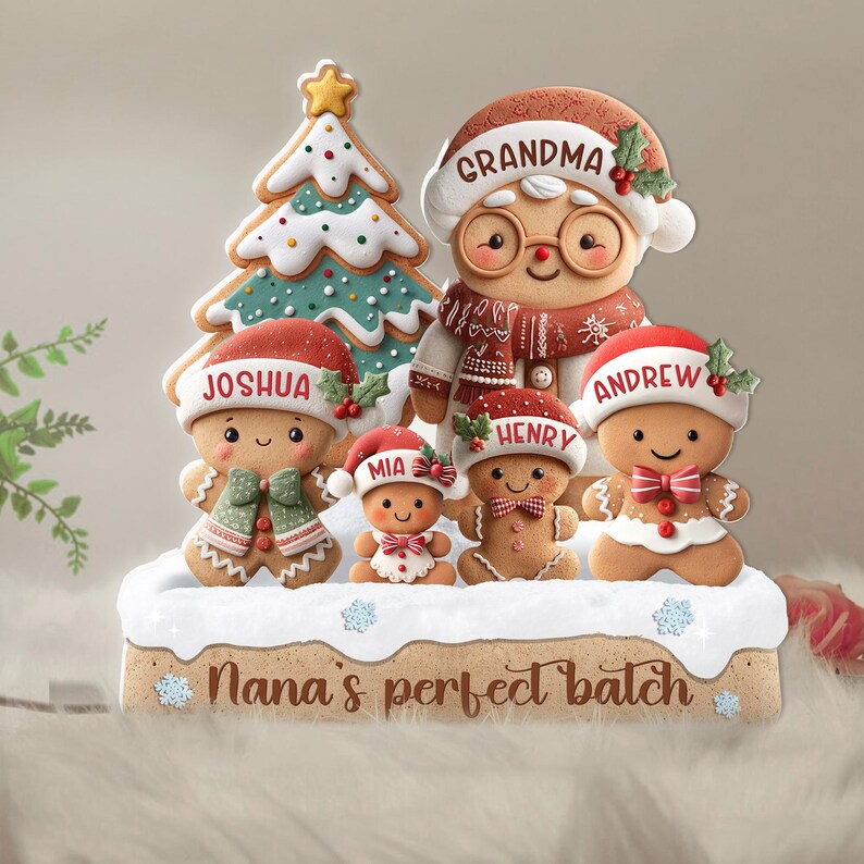 Custom Grandma Gingerbread Family Light Box, Grandma's Perfect Batch, Cookies Family Light, Gift From Grandkids, Grandma Christmas Gift NLFRBILUMIE22