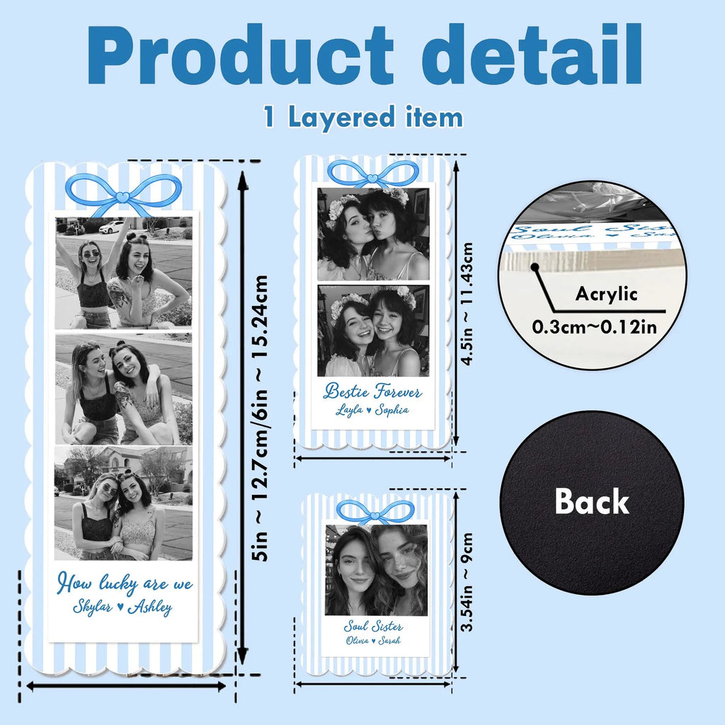 Personalized Bestie Photo Strip Fridge Magnet, Custom Picture Magnet, Friendship Gift, Bridesmaid Gift, BFF Gift, Gift For Bestie. PMBILUMIE1
