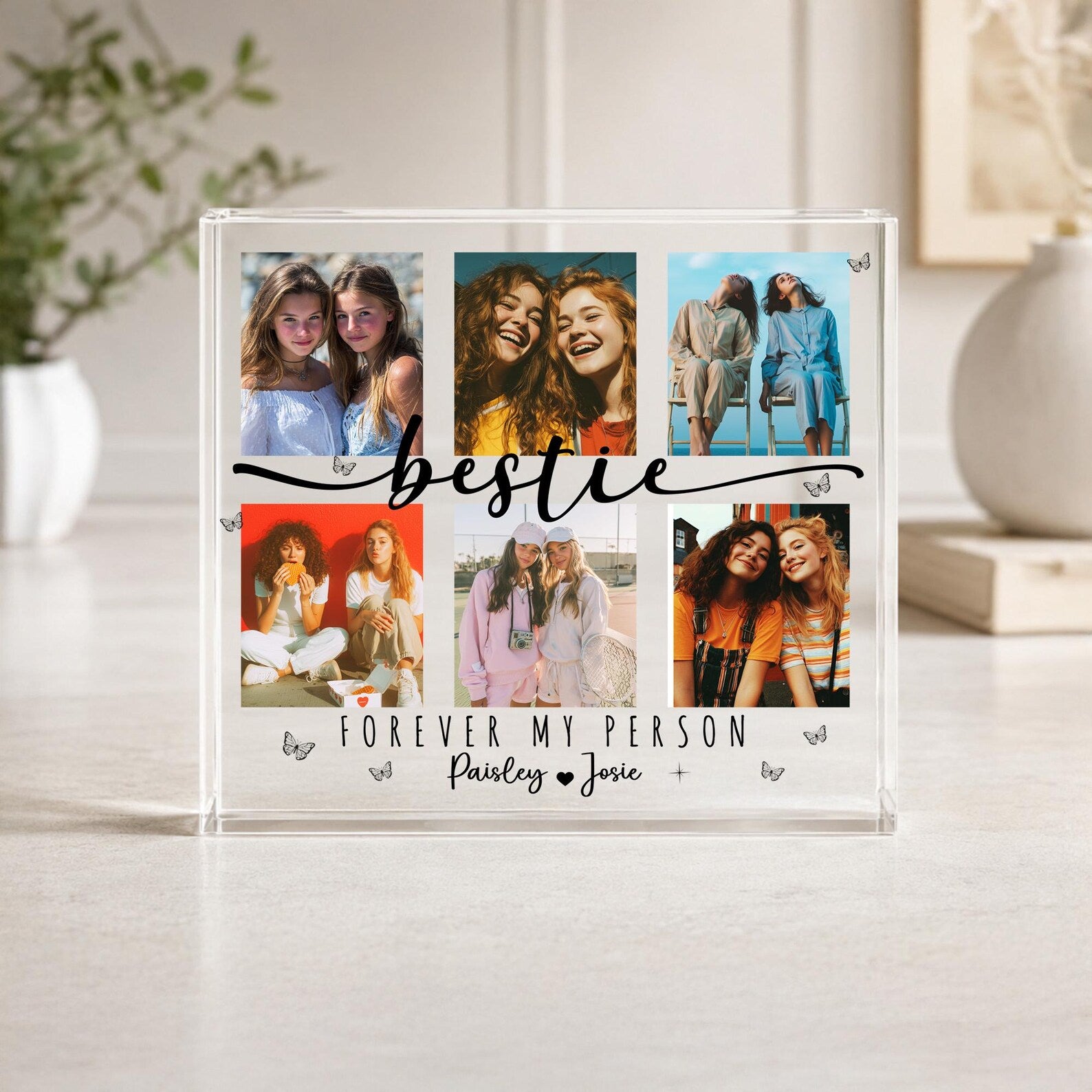 Custom Bestie Photo Collage Acrylic Block, Gift For Bestie, Friendship Gift, Best Friend Birthday Gift, Soul Sister Gift, BFF Gift. PABILUMIE2