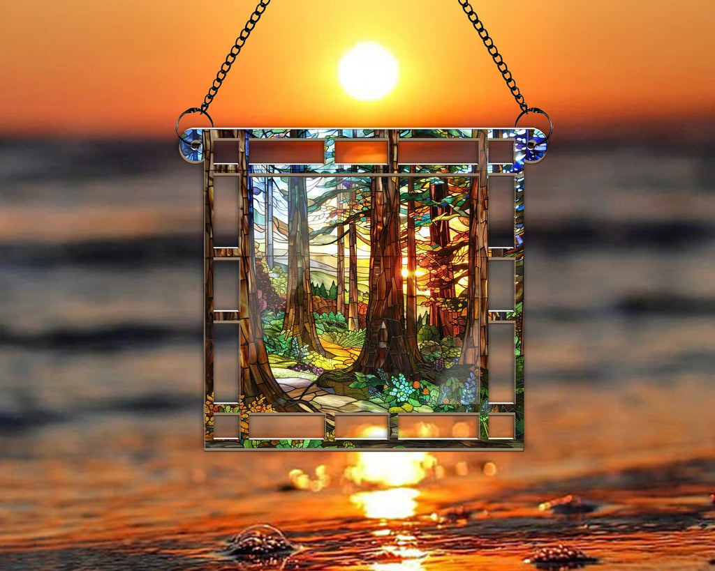 Redwood National Park Suncatcher, National Park Window Hangings, US National Parks Gifts, Window Decor, Housewarming Gift. SCBILUMIE20