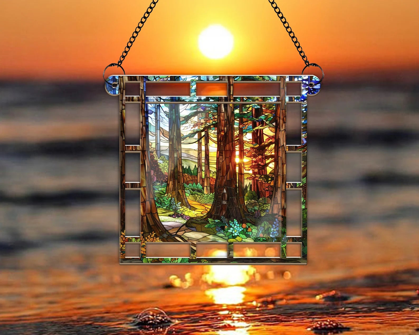 Redwood National Park Suncatcher, National Park Window Hangings, US National Parks Gifts, Window Decor, Housewarming Gift. SCBILUMIE20