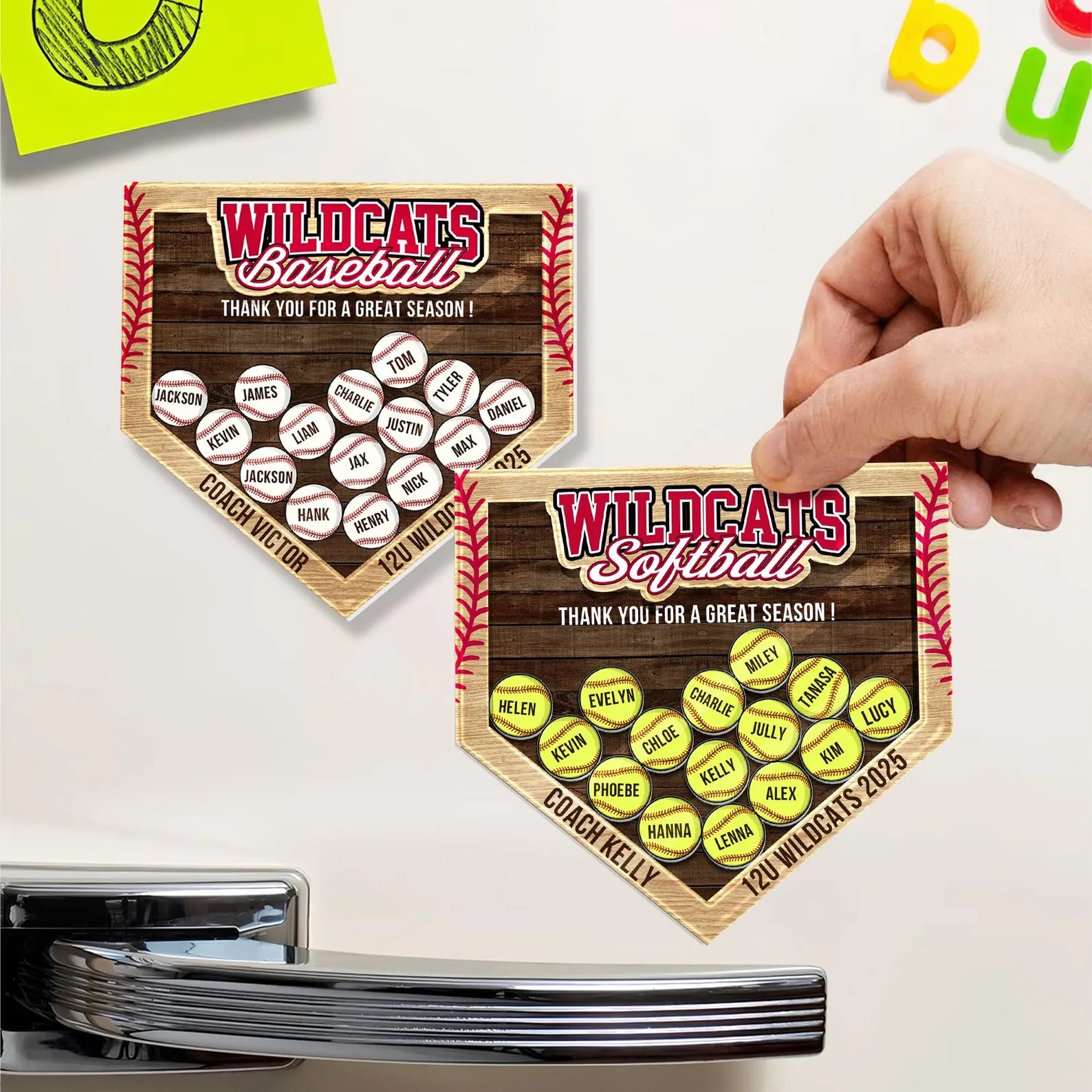 Custom Baseball Shaker Magnet, Custom Softball Coach Gifts, Custom Baseball With Name Magnet, End Of Season Coach Gifts, Baseball Team Gifts. SMFRBILUMIE1