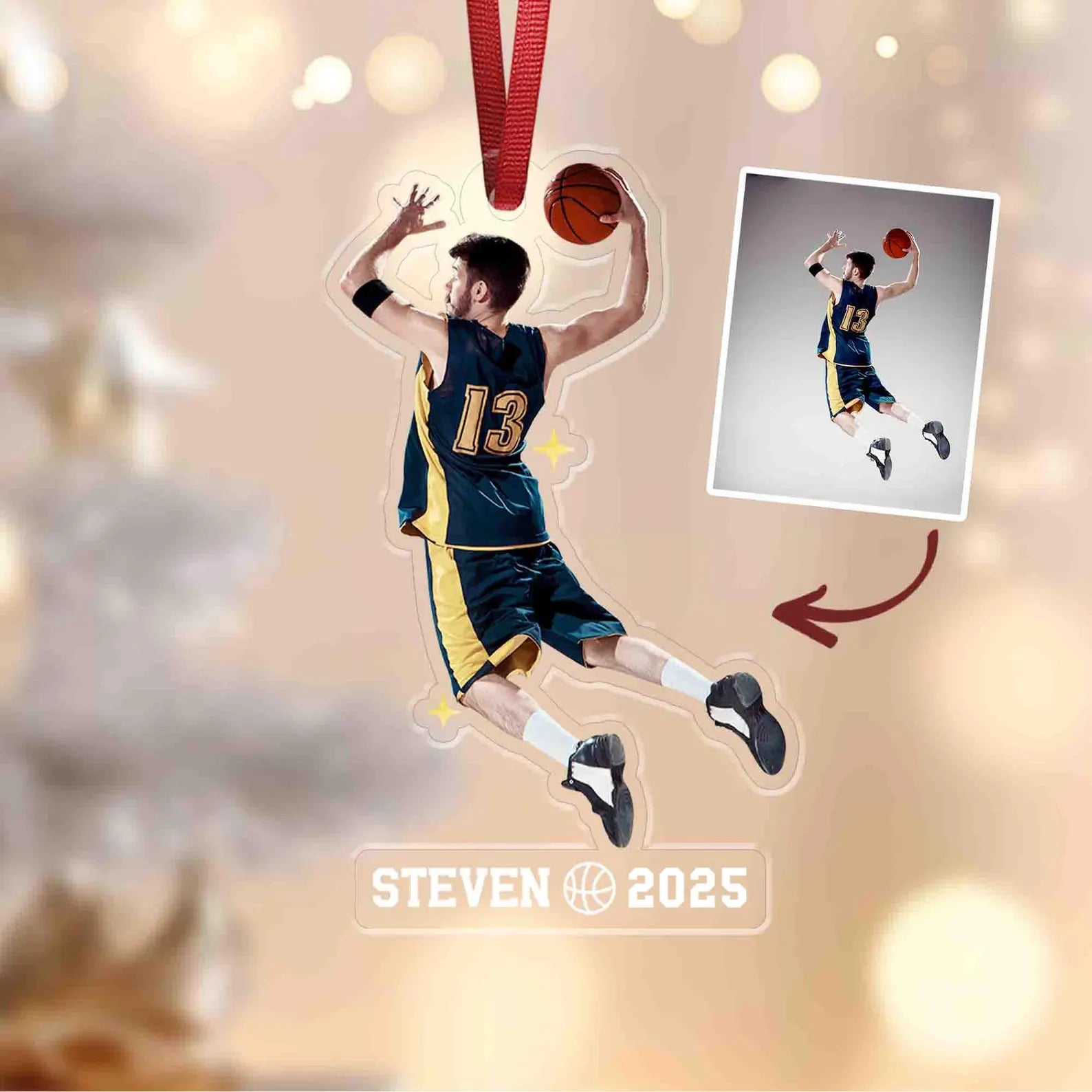 Personalized Basketball Team Christmas Ornament, Sport Photo Ornament, Basketball Player Gift, Baseball Team Gift, High School Team Gift. COBILUMIE21