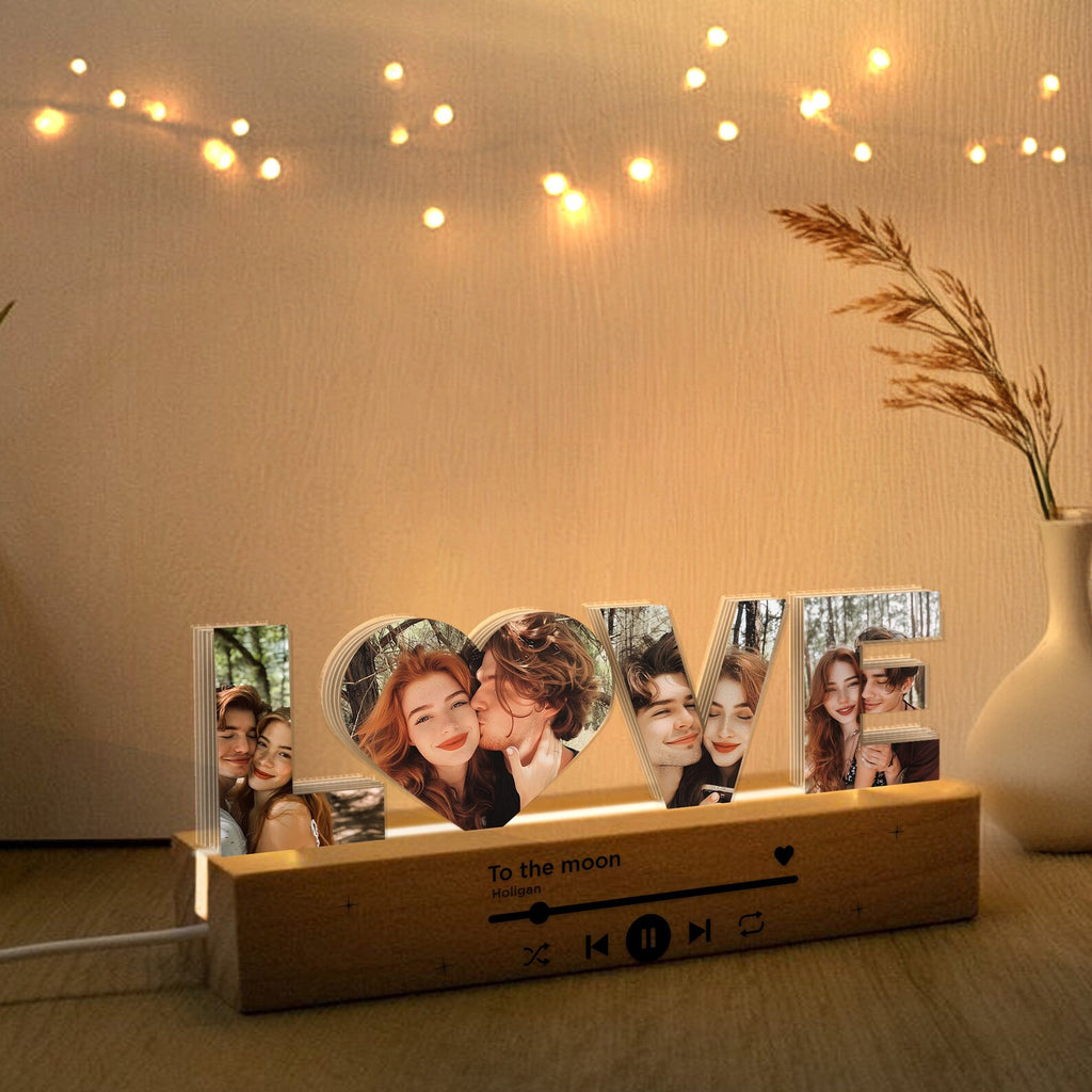 Personalized Acrylic Music Photo Night Light, Custom Couple Photo Gift, Anniversary Gift, Gift for Couple, Gift for Girlfriend, Gift For Her. NLFRBILUMIE7