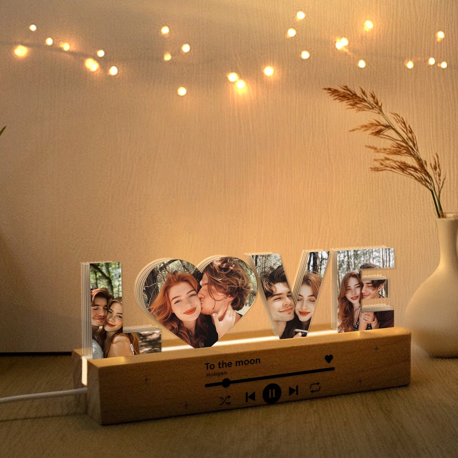 Personalized Acrylic Music Photo Night Light, Custom Couple Photo Gift, Anniversary Gift, Gift for Couple, Gift for Girlfriend, Gift For Her. NLFRBILUMIE7