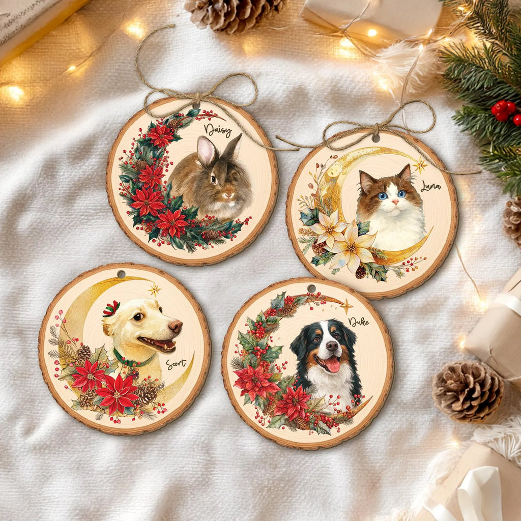 Custom Pet Portrait Wood Ornament, Pet Memorial Gift, Dog Christmas Ornament, Dog Lover Gift, Pet Lover Gift, Christmas Tree Decor. COBILUMIE20