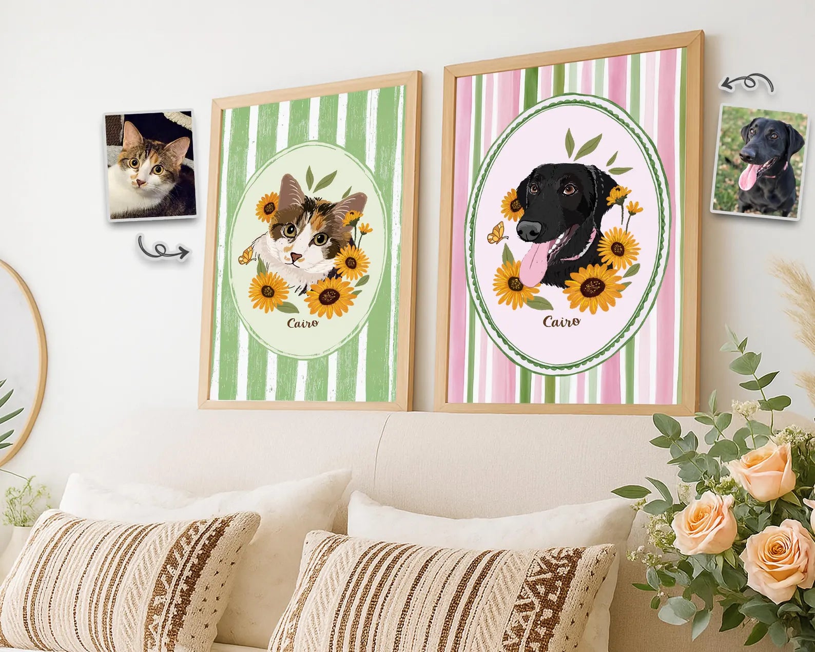 Custom Pet Portrait Poster, Custom Dog Portrait Using Photo, Pet Portrait Wall Art, Cat Portrait Gift, Pet Memorial Gift, Pet Lover Gift. PTBILUMIE3