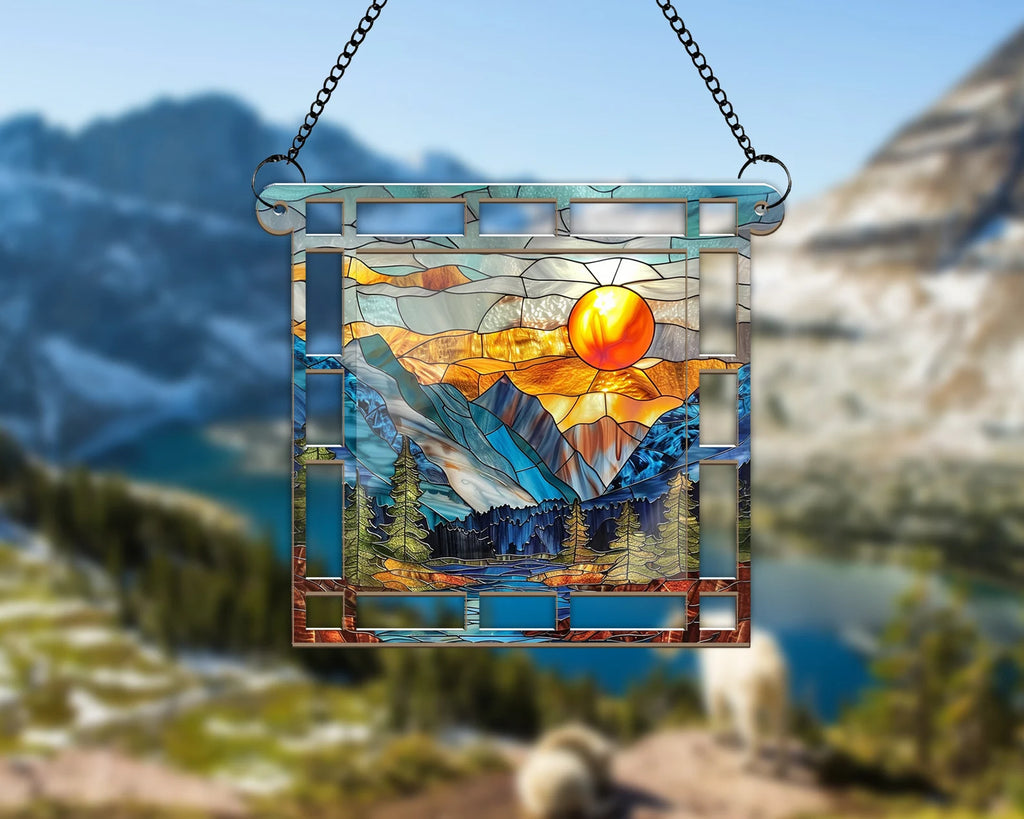 Glacier National Park Window Hangings Suncatcher, US National Parks Suncatcher, Landscape Suncatcher, Traveler Gift, National Park Gifts. SCBILUMIE13