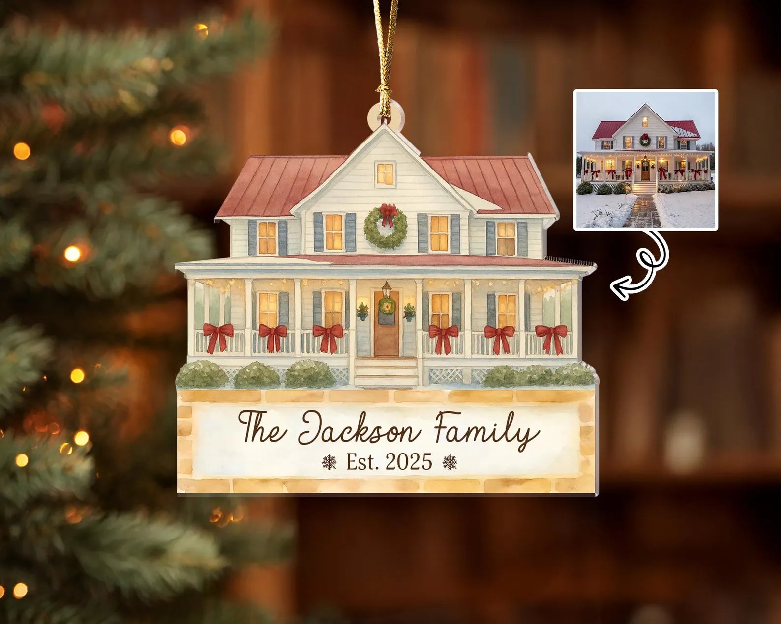 Custom New Home Christmas Ornament, House Photo Ornament, First Home Christmas Gift, Housewarming Gift, Realtor Gift, Christmas Tree Decor. COBILUMIE75