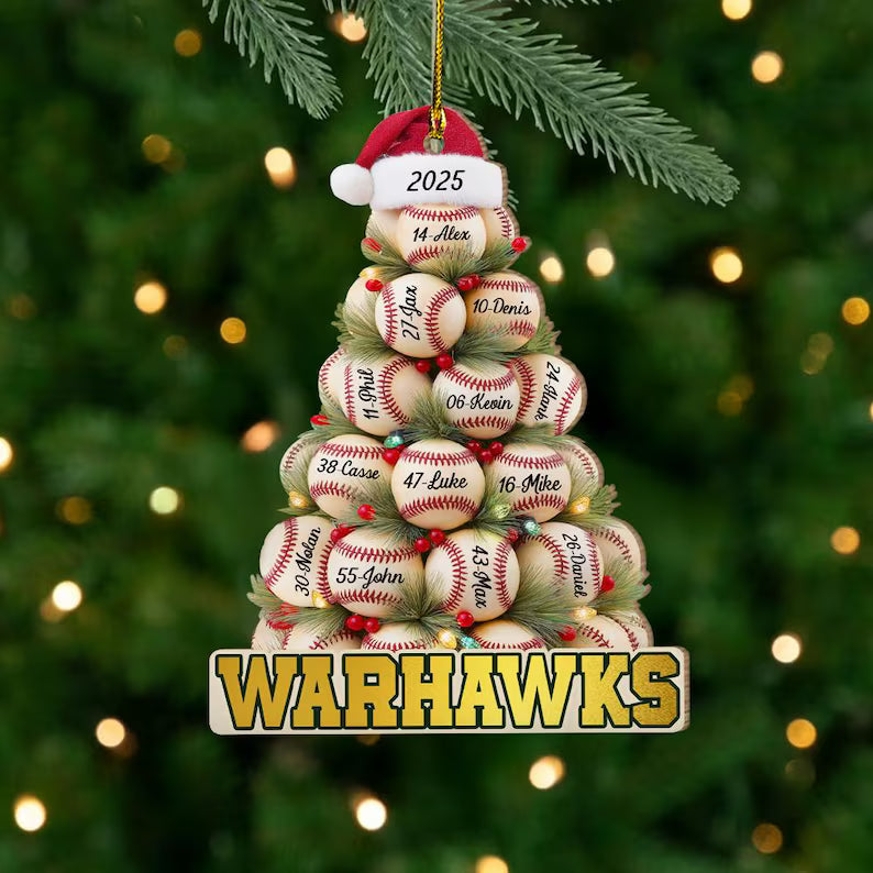 Custom Baseball Team Name Christmas Ornament, Custom Baseball Player Gift, Baseball Team Gift, Baseball Coach Gift, Sport Ornament. COBILUMIE81