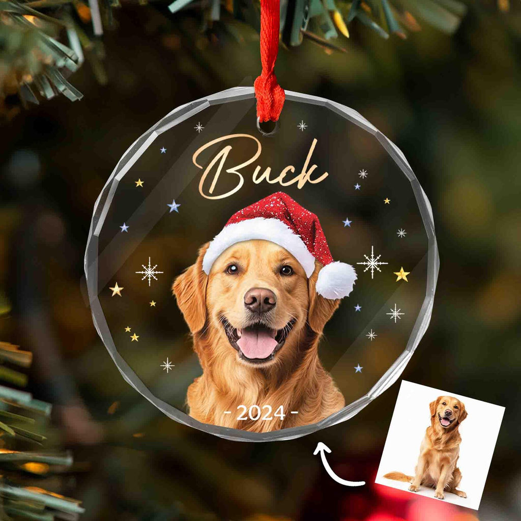 Personalized Funny Pet Glass Ornament, Dog Christmas Gift, Pet Christmas Ornament, Pet Lovers Gift, Cat Mom Gift, Christmas Decoration. COBILUMIE72
