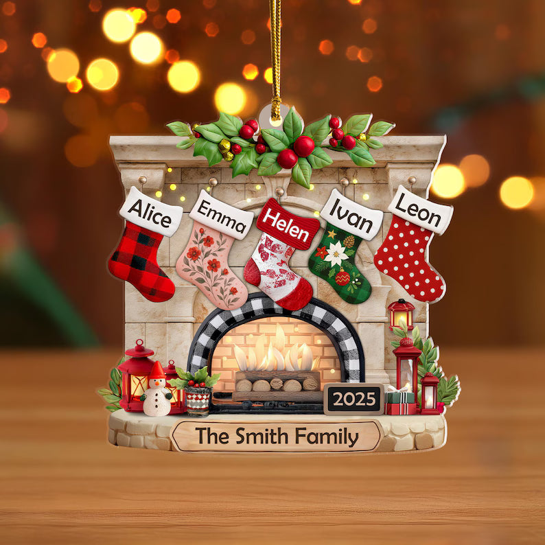 Custom Family Christmas Stockings Ornament, Fireplace Ornament, Family Christmas Gift, Christmas Ornament for Family of 2 to 10 Members. COBILUMIE6