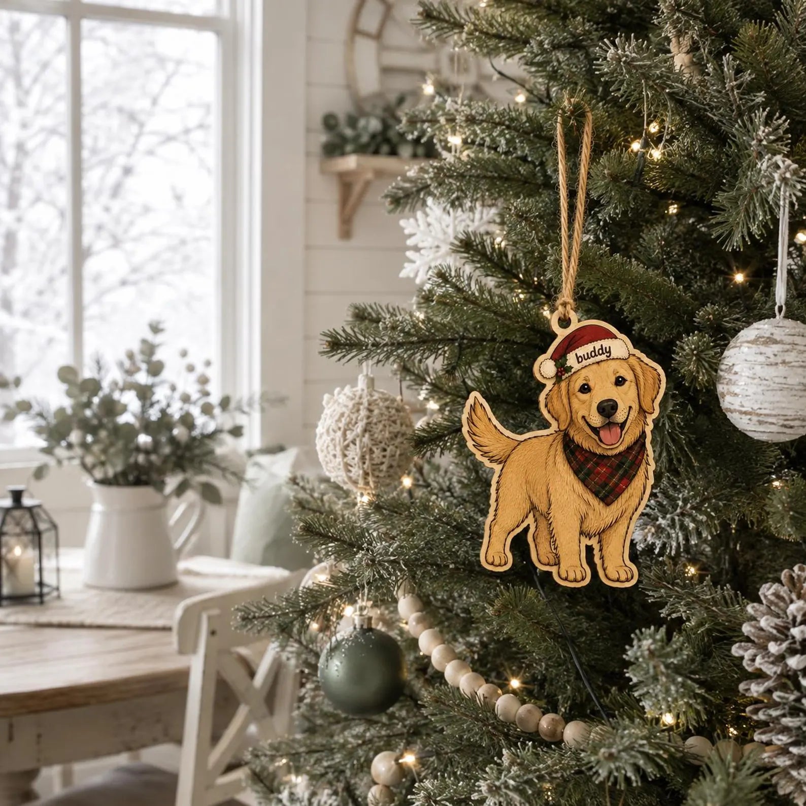 Personalized Golden Retriever Wooden Ornament, Custom Dog Name Christmas Ornament, Pet Memorial Gift, Dog Lover Christmas Keepsake	COBILUMIE99