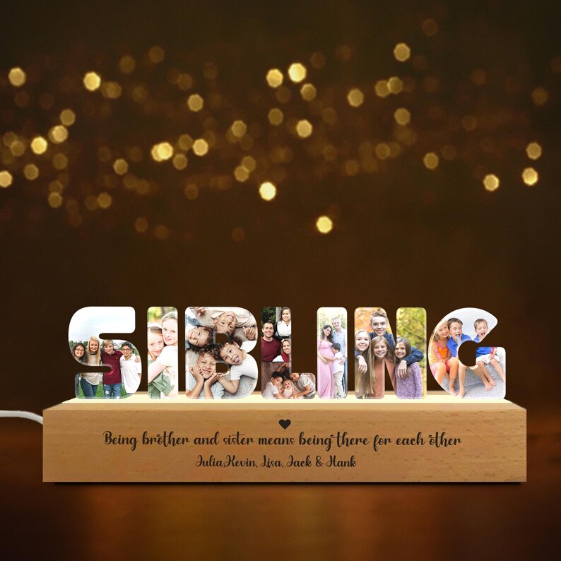 Personalized Sibling Photo Collage Night Light, Sibling Christmas Gift, Big Brother Gift, Big Sister Gift, Family Night Light, Sibling Gifts NLFRBILUMIE27