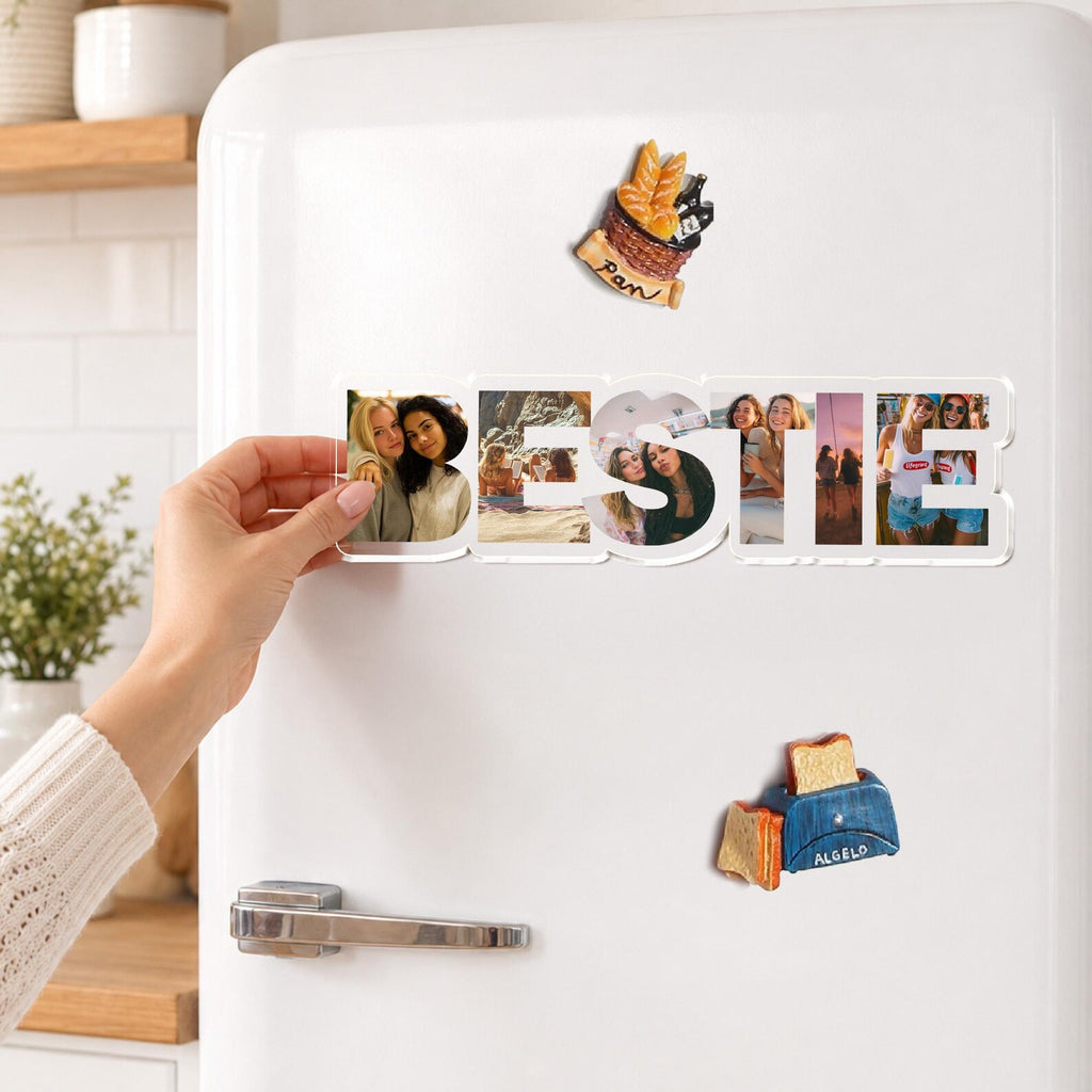 Custom Bestie Photo Collage Fridge Magnet, Custom Best Friend Birthday Gift, Gift For Sister, Soul Sister Gift, BFF Gift, Gift For Her. MDBILUMIE9