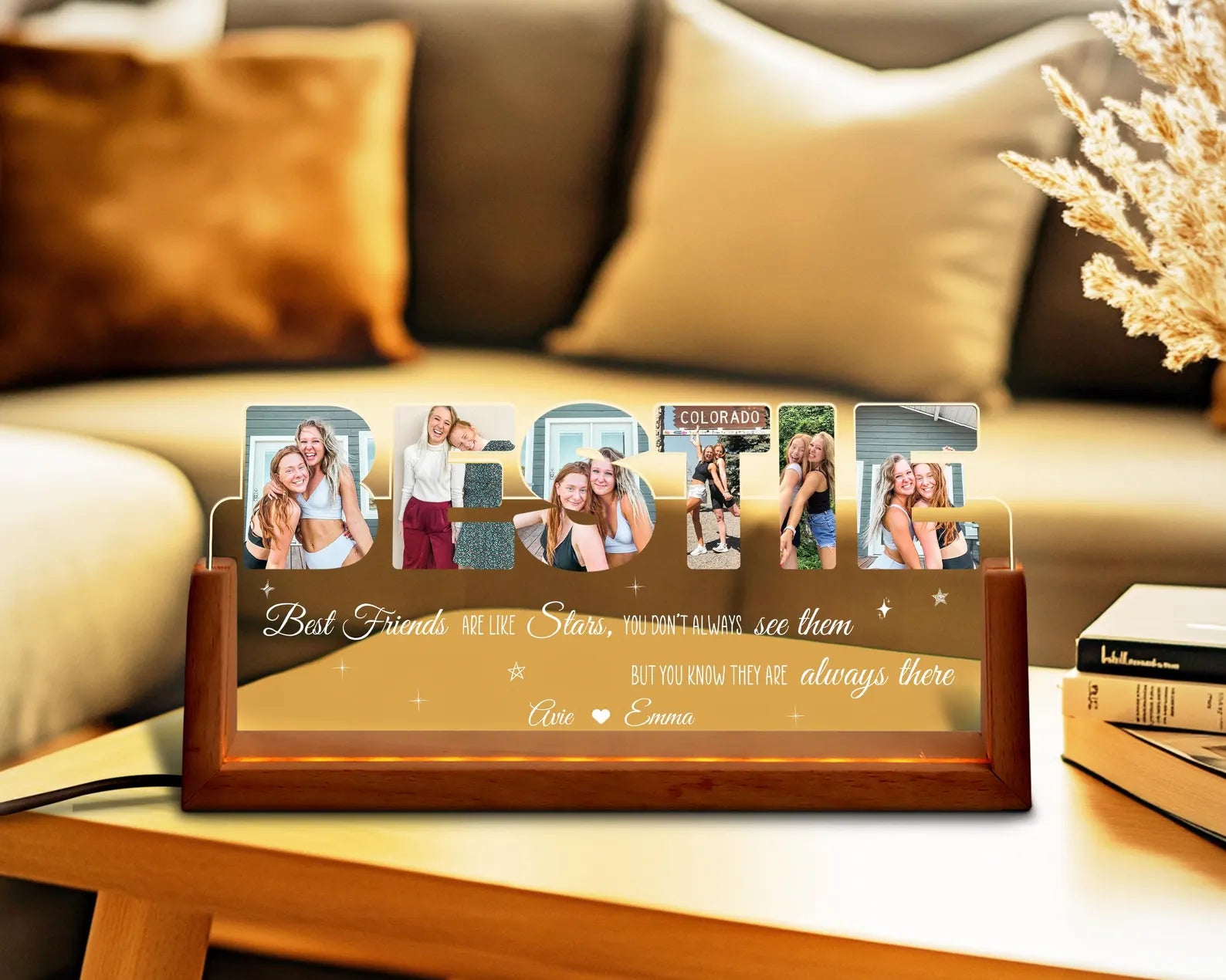 Custom Best Friend Photos Collage Night Light, Bestie Gift, Gift for Girlfriend, Friendship Gift, Best Friend Birthday Gift, Gift For Bestie. NLFRBILUMIE1