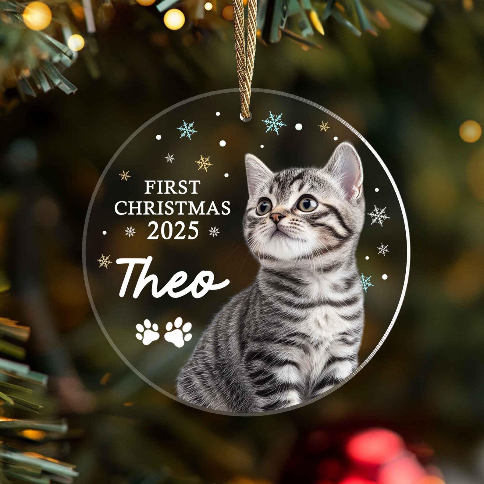 Personalized Pet First Christmas Ornament, Custom Pet Photo Ornament, Dog Christmas Ornament, Cat Christmas Gift, Christmas Decoration. COBILUMIE31
