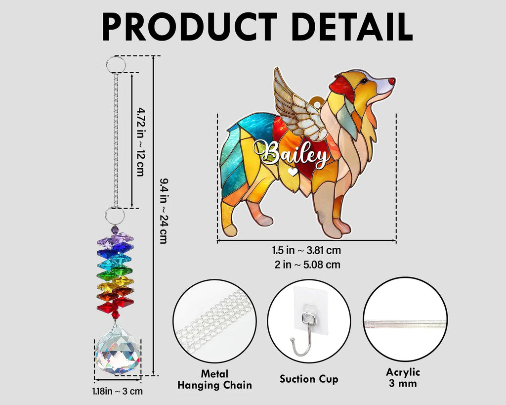 Custom Dog Crystal Rainbow Suncatcher, Dog Memorial Gift, Dog Loss Gift, Pet Loss Sympathy Gift, Dogs Remembrance Gift, Gift For Dog Mom. MGBILUMIE10