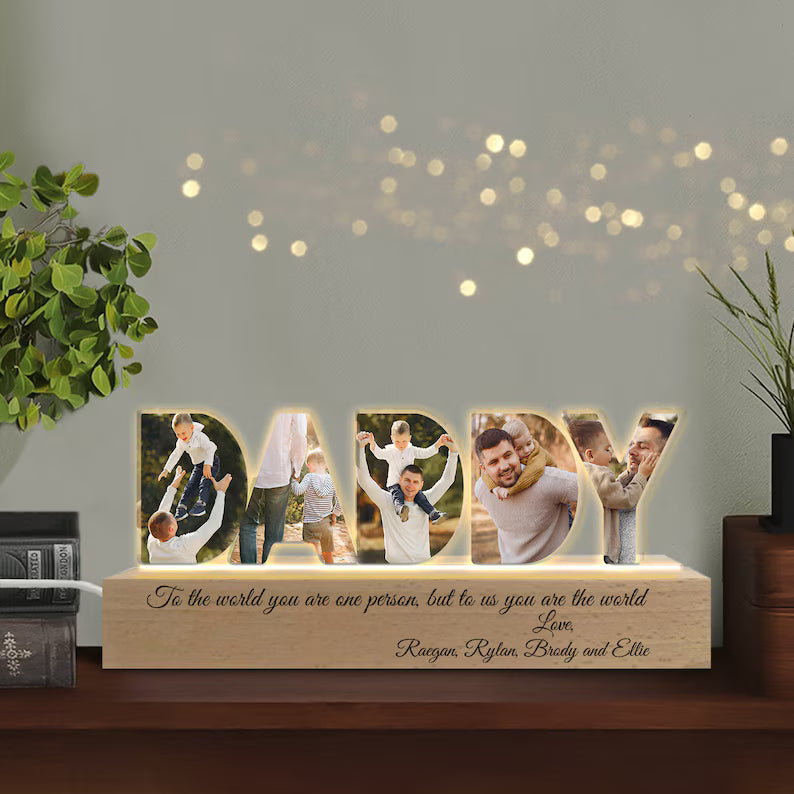 Personalized Dad Photo Collage Night Light, Custom Dad Photo Gift, Father's Day Gift, Gift for Dad, Best Dad Gift, Gift For Husband. FDBILUMIE11