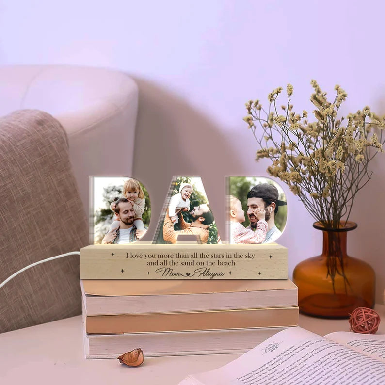 Personalized Dad Night Light, Custom Dad Photo Collage, Father's Day Gift, Gift for Dad, Best Dad Gift, Dad Gift From Kids, Gift For Husband. FDBILUMIE6