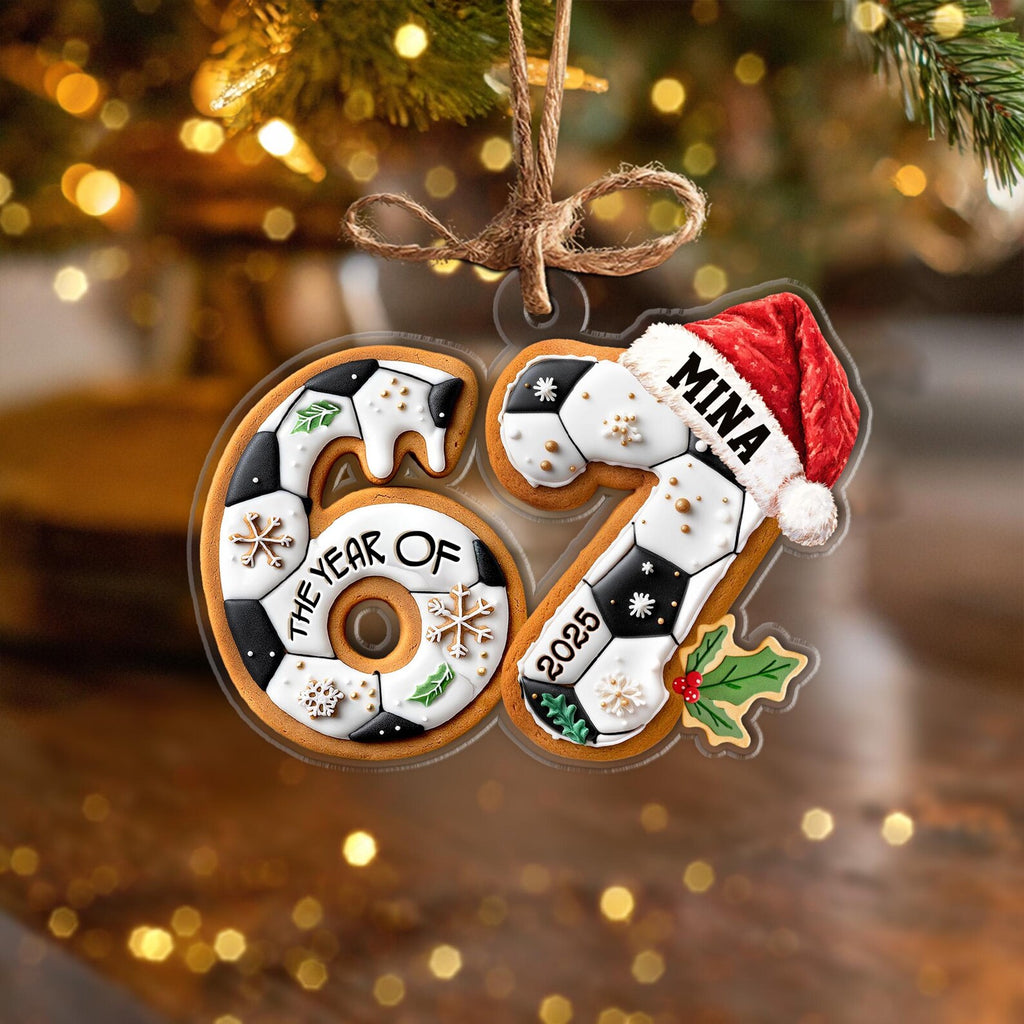 Custom Soccer Six Seven Ornament, 6 7 Christmas Ornament, Soccer Player Gift, Ornament For Kids, Soccer Christmas Gift, Christmas Decor.  COBILUMIE59