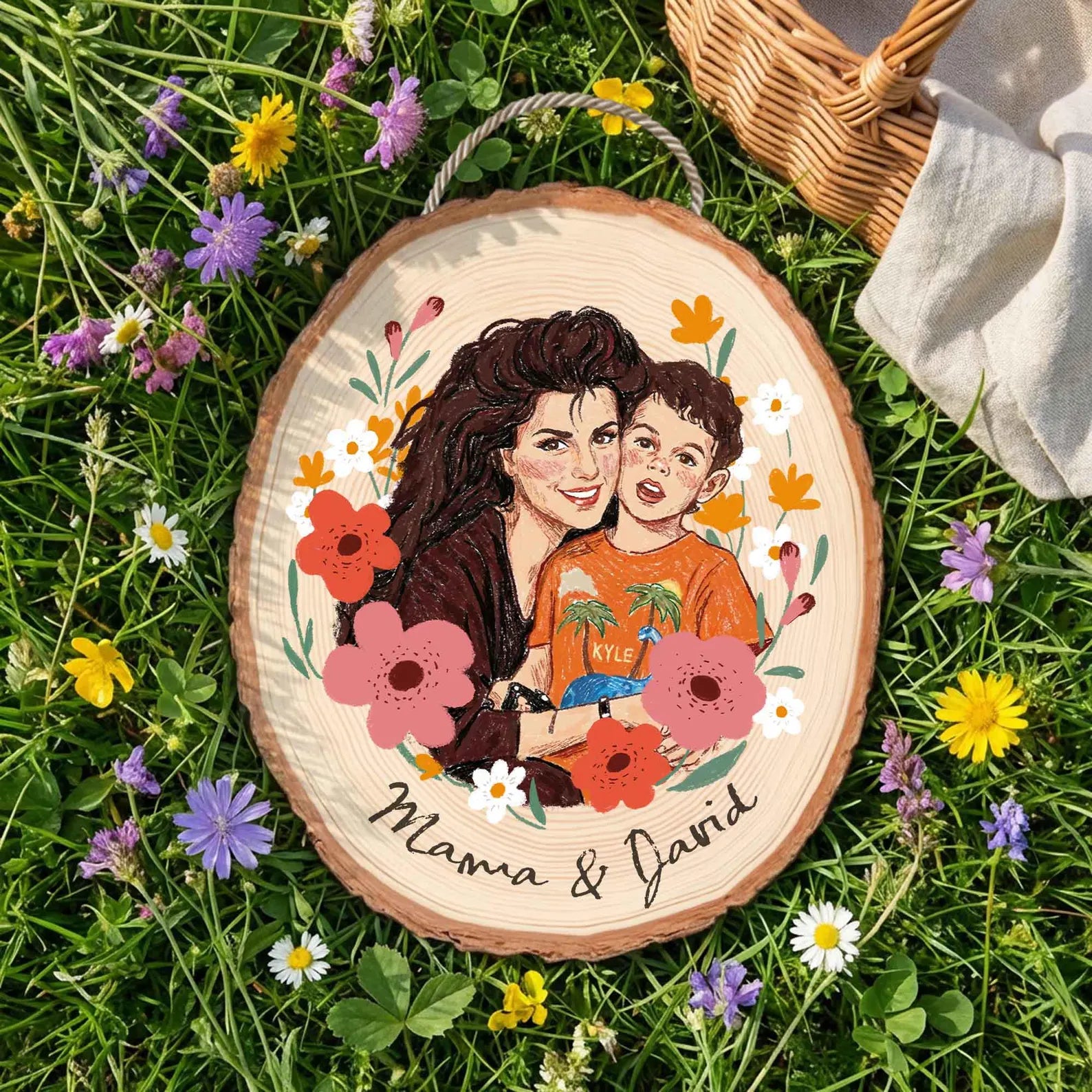 Custom Grandma Portrait Wooden Hanging, Custom Family Portrait From Photo, Grandma Mother's Day Gift, Nana Gift, Grandma Gift From Grandkids. MDBILUMIE12