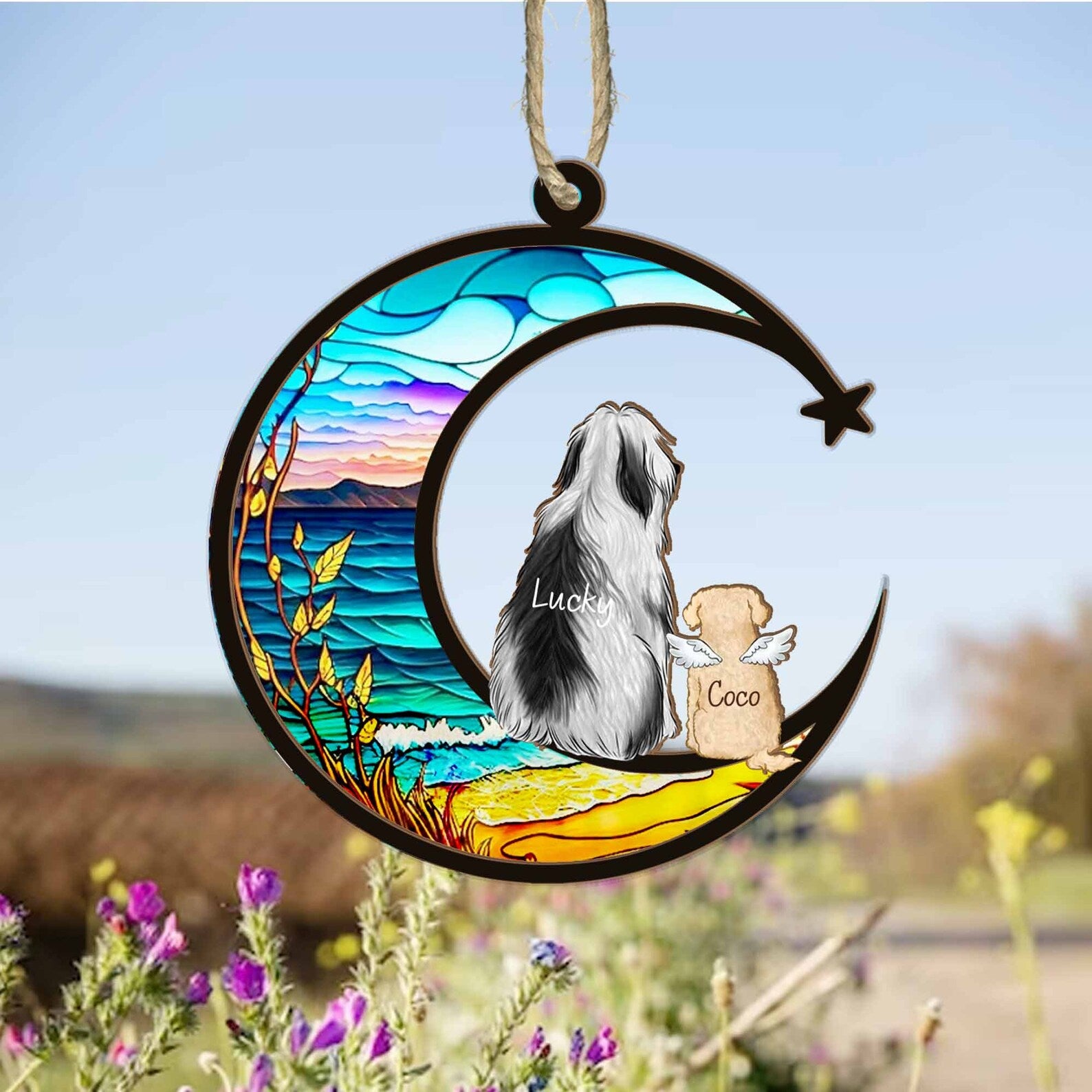 Personalized Dogs Memorial Suncatcher, Custom Pet Memorial Gift, Pet Loss Gift, Dog Loss Sympathy Gift, Dog Remembrance Gift. SCCBILUMMIE43