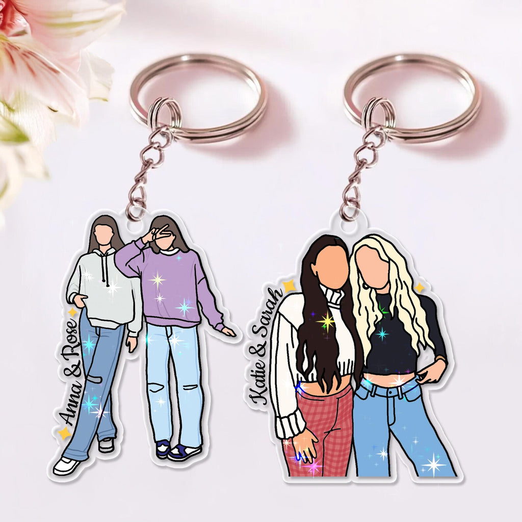 Custom Besties Hologram Keychain, Custom Besties Photo Keychain, Gift For Besties, Bestie Gift, Soul Sister Gift, Gift For Best Friends. PKBILUMIE1