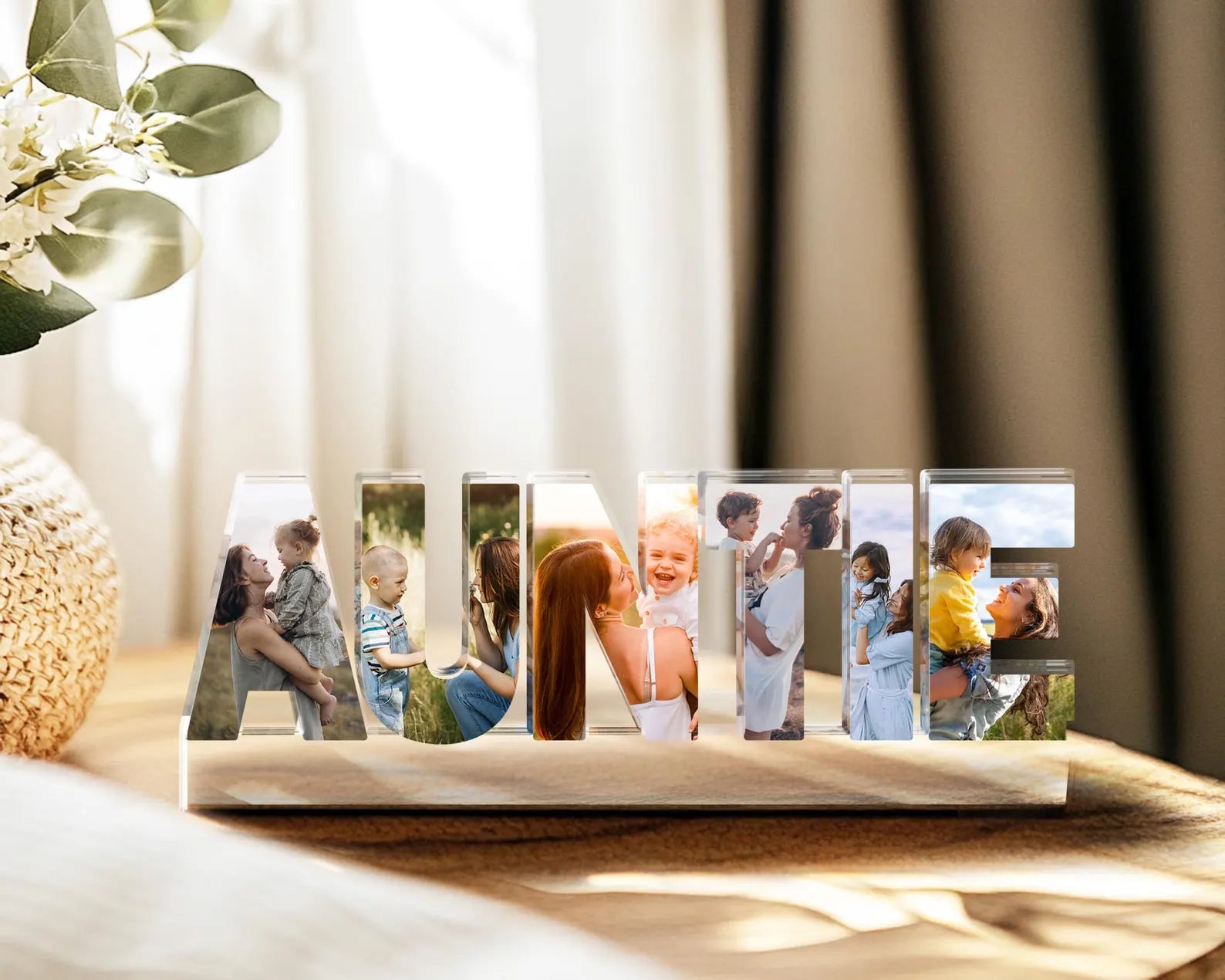 Custom Auntie Photo Collage Acrylic Block, Aunt Mothers Day Gift, Aunt Gift from Niece Nephew, Gift For Aunt, Aunt Birthday Gift. MDBILUMIE15
