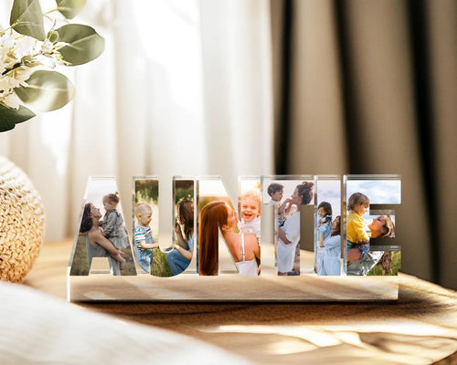 Custom Auntie Photo Collage Acrylic Block, Aunt Mothers Day Gift, Aunt Gift from Niece Nephew, Gift For Aunt, Aunt Birthday Gift. MDBILUMIE15