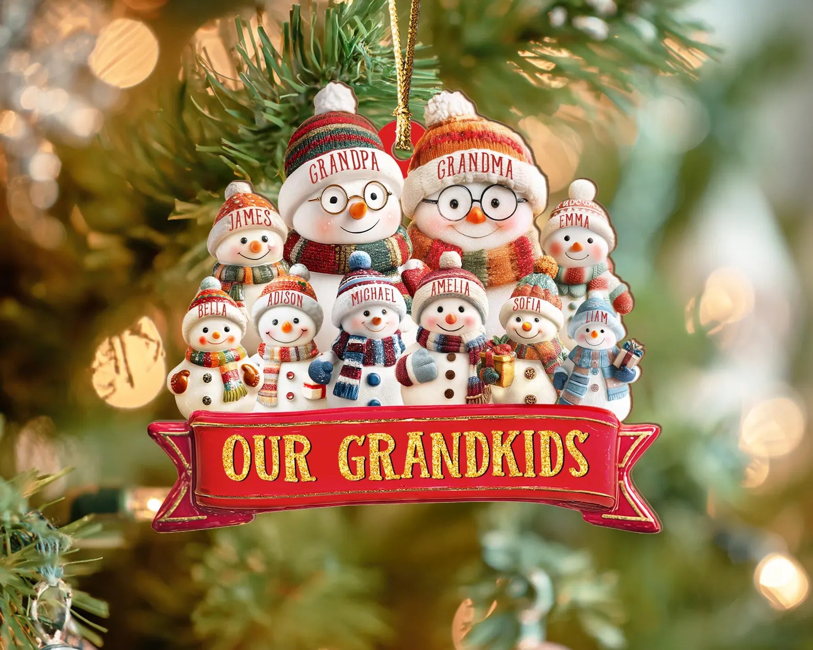 Custom Grandma Snowman Christmas Ornament, Custom Snowman Family Ornament, Grandma Gift, Gift For Grandparents, Christmas Tree Decor COBILUMIE45