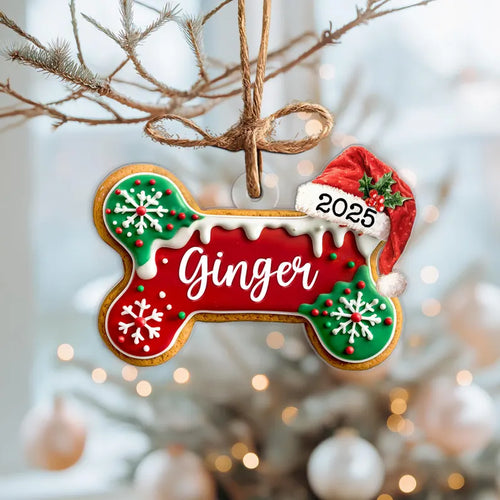 Custom Dog Bone Gingerbread Christmas Ornament, Custom Dog Ornament, Pet Ornament, Dog Lover Gift, New Dog Ornament, Christmas Decor. COBILUMIE3