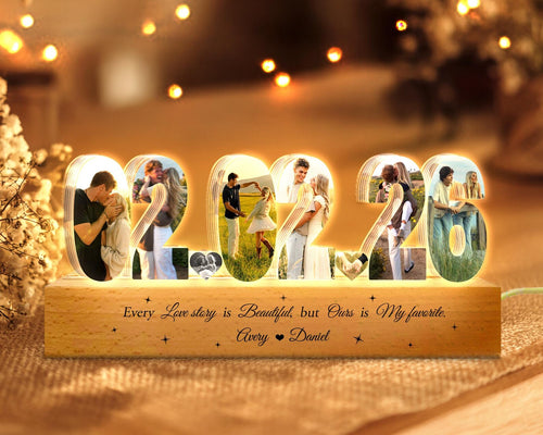 Custom Couple Photo Collage Night Light, Couple Photo Lamp, Valentines Gift, Anniversary Gift, Gift for Couple, Romantic Gift, Gift for Her NLFRBILUMIE10