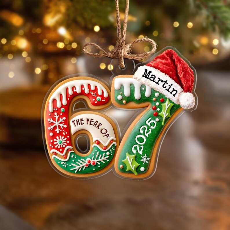 Custom Name Six Seven Ornament, Funny 6 7 Christmas Ornament, Kids Christmas Ornament, Gen Alpha Humor Ornament, Christmas Tree Decor. COBILUMIE10